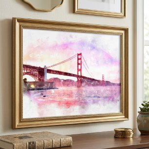 Impression Photo Pont Golden Gate au coucher du soleil Pastel à San