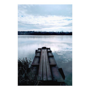 Impression Photo Pont pêcheur de la rivière Dniepr avec roseaux