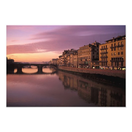 Impression Photo Ponts sur l'Arno au coucher du soleil, (Devant)