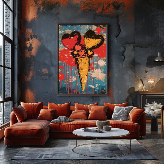 Impression Photo Pop Art Dulce: Helado de Corazones