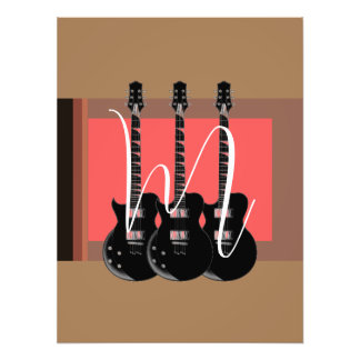 Impression Photo Pop Art Electric Guitare Monogramme initial