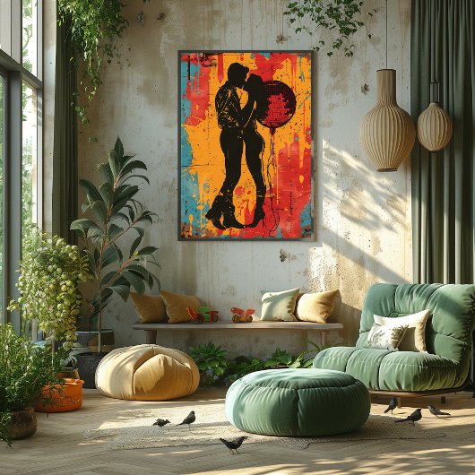 Impression Photo Pop Art Romance: Pareja y Bola de Disco