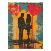 Impression Photo Pop Art Romántico: Pareja con Globos de Corazón (Devant)