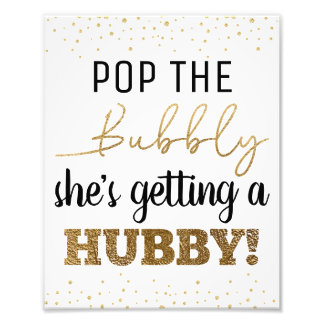 Impression Photo Pop the Bubbly 8x10 Fête des mariées Sign