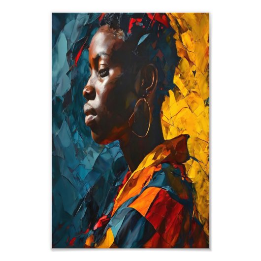 Impression Photo Portrait Abstrait Gras Expressionnisme Vibrant Art (Devant)