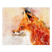 Impression Photo Portrait aquarellé du renard roux 03 (Devant)