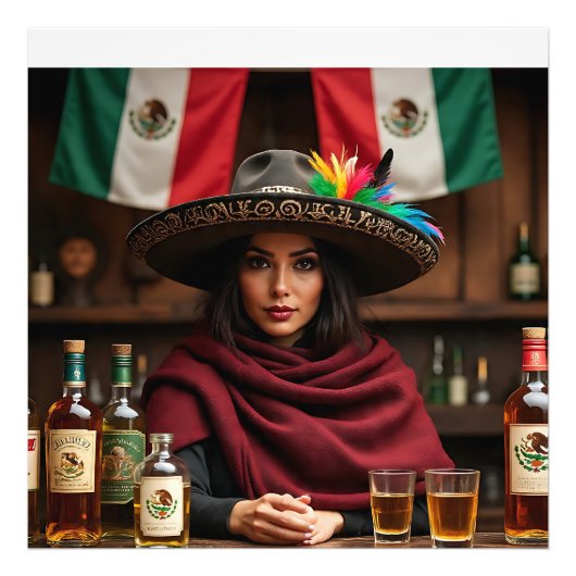 Impression Photo Portrait Cantina mexicain — Femme à Charro Sombrer (Devant)