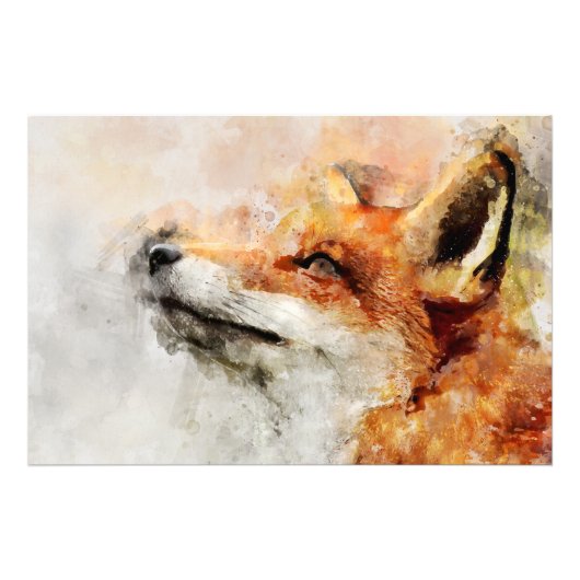 Impression Photo Portrait d'aquarelle Red Fox 01 (Devant)