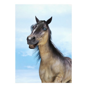 Impression Photo Portrait d'art humoristique de cheval souriant