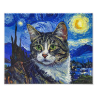 Portrait de chat de Vincent Van Gogh Nuit étoilée