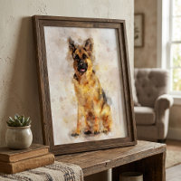 Portrait de chien berger allemand en aquarelle Art