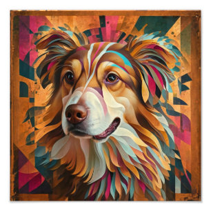 Impression Photo Portrait de chien géométrique Abstrait - Art numér