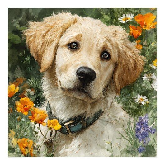 Impression Photo Portrait de chiot doré (Devant)