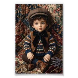 Impression Photo Portrait de garçon hivernal vintage classique en m