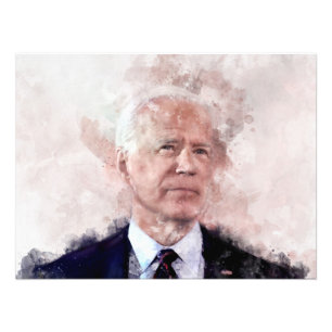 Impression Photo Portrait de Joe Biden en aquarelle