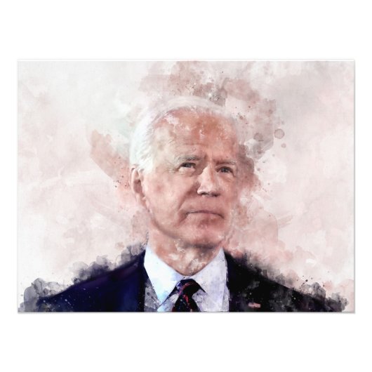Impression Photo Portrait de Joe Biden en aquarelle (Devant)