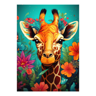 Impression Photo Portrait de la Giraffe florale-9319