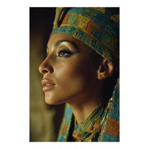 Impression Photo Portrait de la Reine égyptienne turquoise or royal