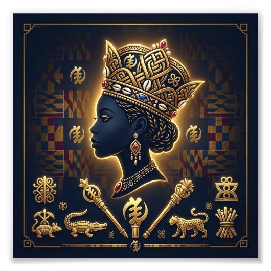 Impression Photo Portrait de majestueuse reine africaine (Devant)