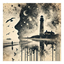 Portrait double exposition avec ciel étoilé