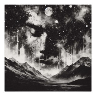 Impression Photo Portrait double exposition avec Starry Sky Mountai