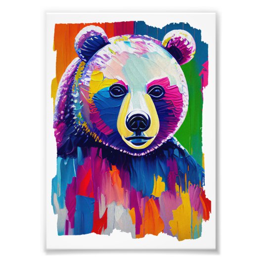 Impression Photo Portrait d'ours coloré (Devant)