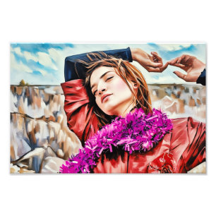 Impression Photo Portrait d'une femme se reposant en plein air