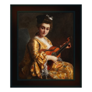 Impression Photo Portrait d'une jeune dame jouant de la guitare par
