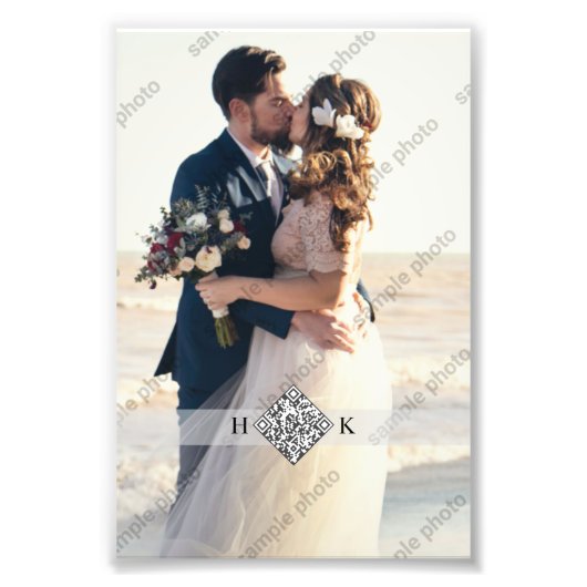 Impression Photo Portrait mariage | Code QR du monogramme (Devant)