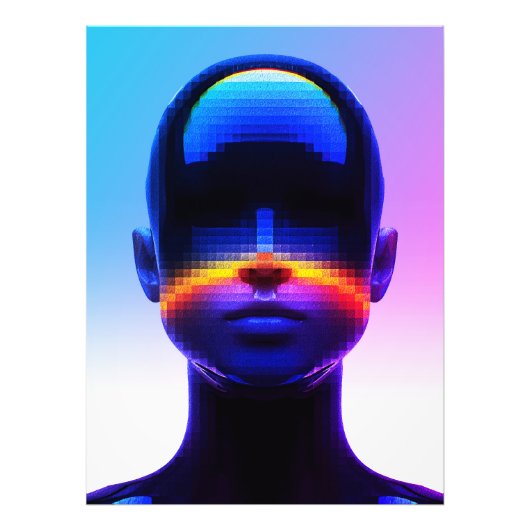 Impression Photo Portrait Pixel Art Futuriste – Abstrait Numérique (Devant)
