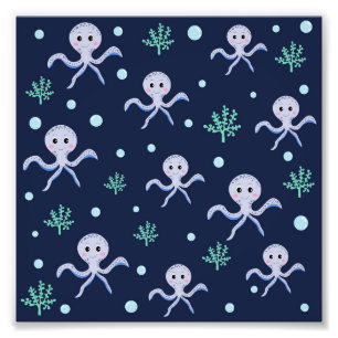 Impression Photo Poulpe sous le motif pour enfants de la mer