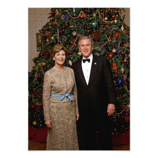 Impression Photo Président George Bush, Laura Christmas Maison Blan (Devant)