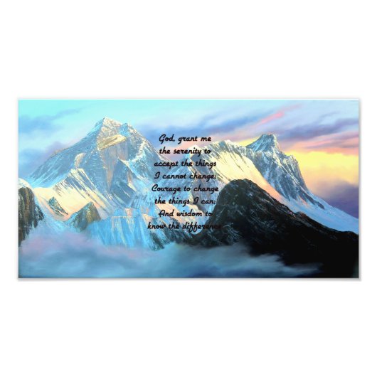 Impression Photo Prière Sérénité Avec Vue Panoramique Mont Everest (Devant)