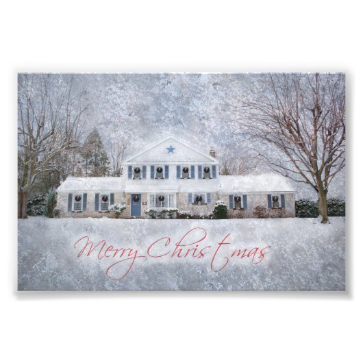 Impression Photo Primitive Winter Snow Country Rustic Open House (Devant)