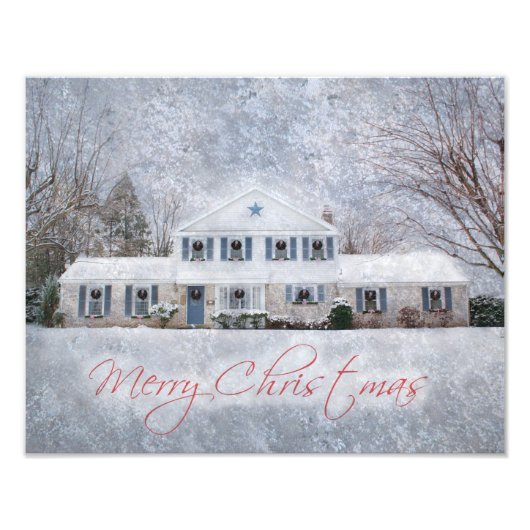 Impression Photo Primitive Winter Snow Country Rustic Open House (Devant)