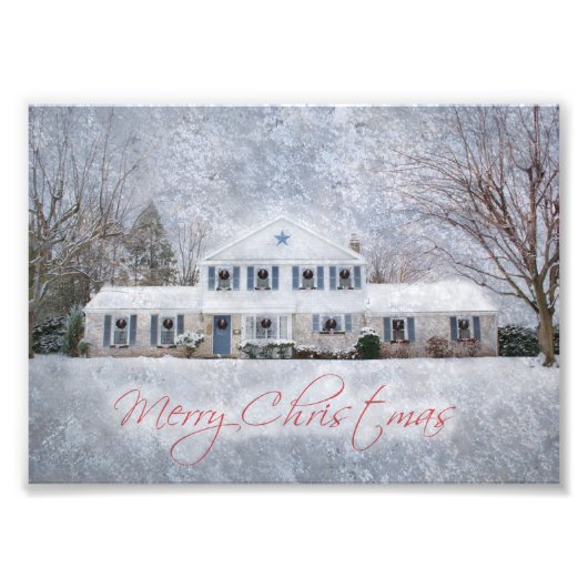 Impression Photo Primitive Winter Snow Country Rustic Open House (Devant)