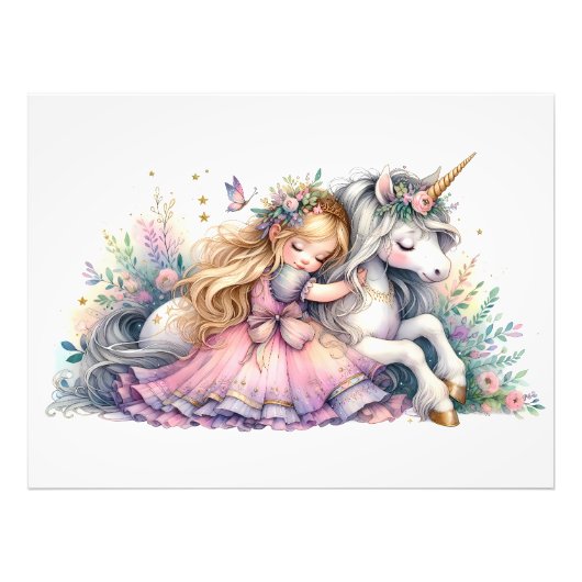 Impression Photo Princesse Licorne Pastel Conte de Fée Fantastique (Devant)