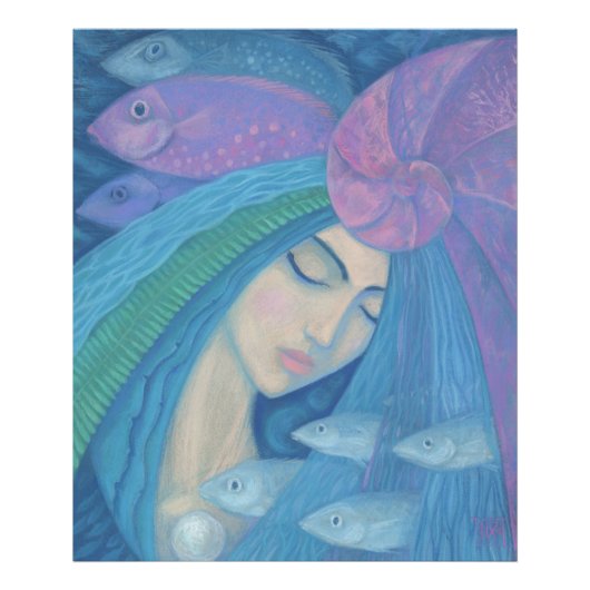 Impression Photo Princesse Sirène, Imaginaire sous-marin, Bleu rose (Devant)