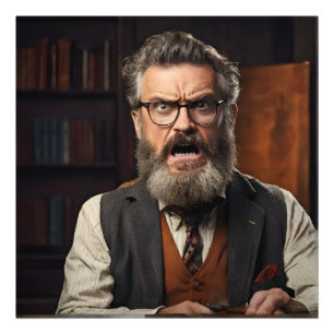 Impression Photo Professeur fou fou avec barbe