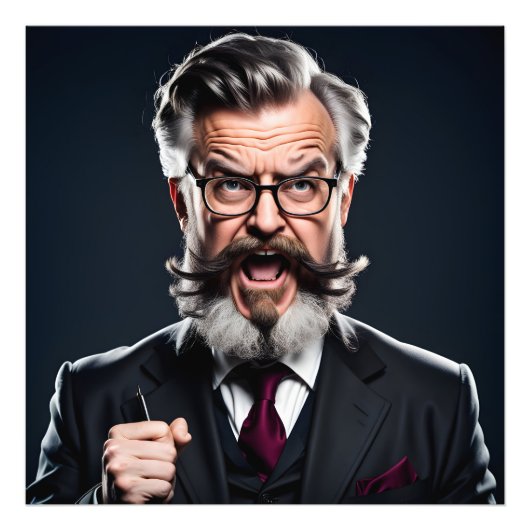Impression Photo Professeur fou fou avec barbe (Devant)