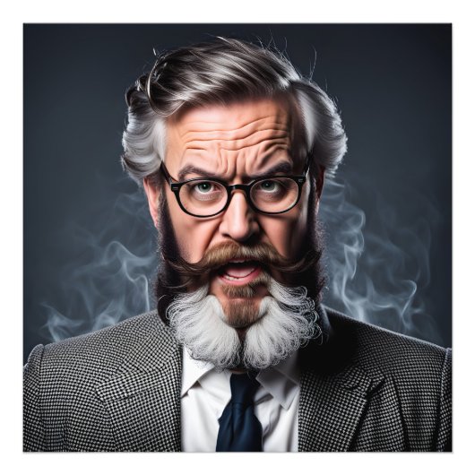 Impression Photo Professeur fou fou avec barbe (Devant)