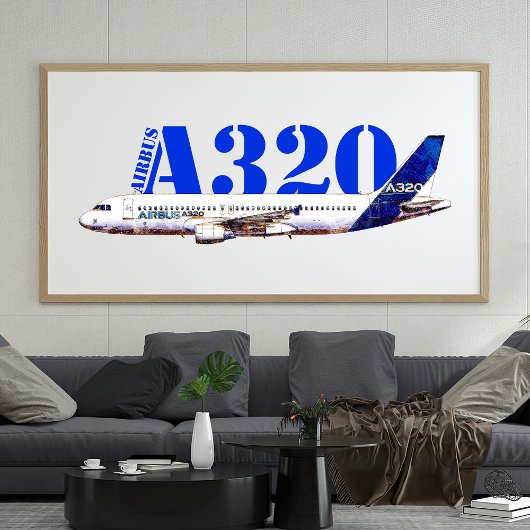 Impression Photo Profil de dessin d'aquarelle d'Airbus A320