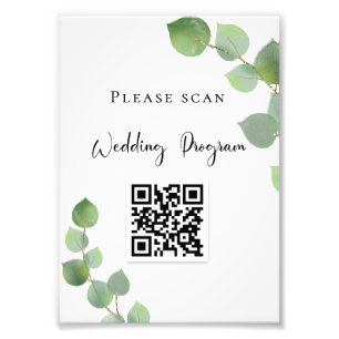 Impression Photo Programme de mariage QR code eucalyptus verdure