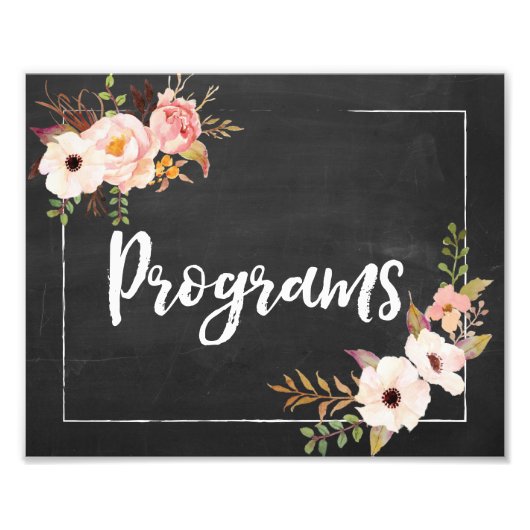 Impression Photo Programmes Panneau Rustique Chalkboard Floral Mari