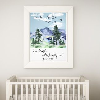 Impression Photo Psaume 139:14 Christian Nursery Wall Art Mountains