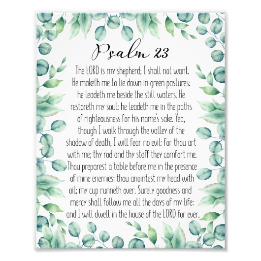 Impression Photo Psaume 23 Le Seigneur Est Mon Berger, Eucalyptus (Devant)