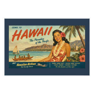 Impression Photo Publicité de voyage hawaïenne de style vintage