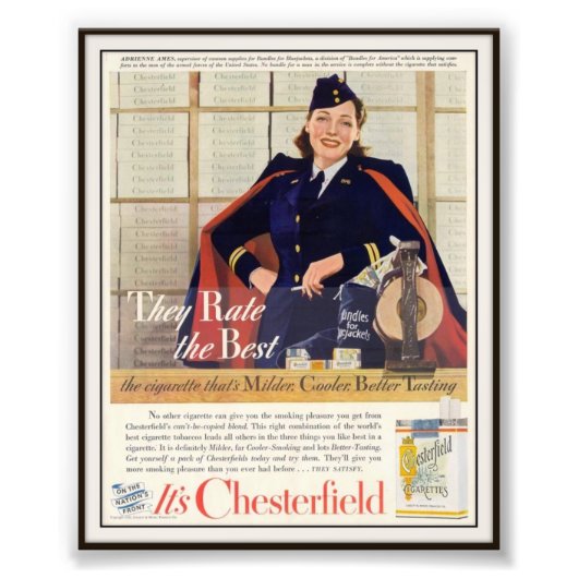 Impression Photo Publicité vintage Chesterfield Cigarette 1942 (Devant)