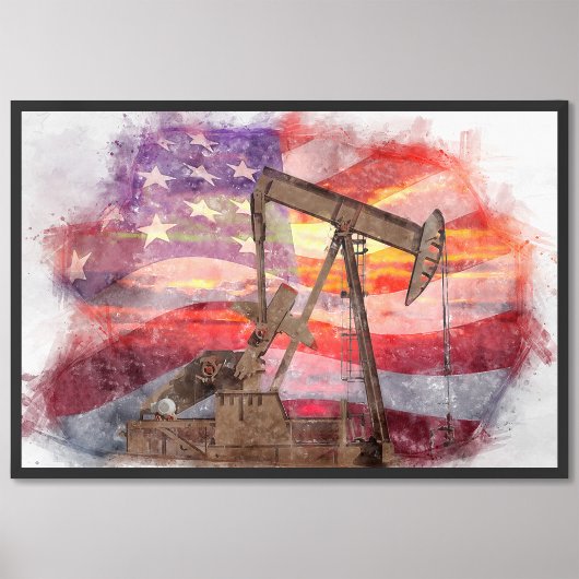 Impression Photo Pumpjack silhouette pastille Drapeau américain