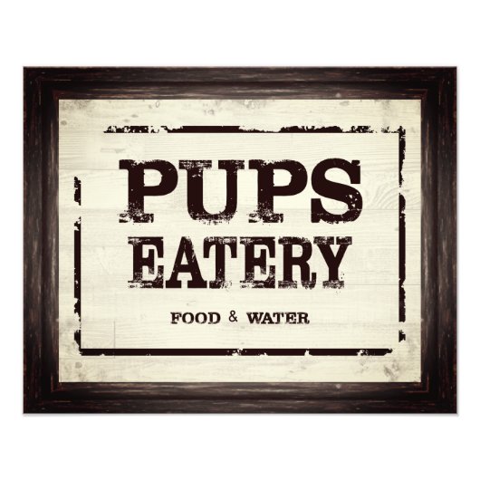 Impression Photo Pups Eatery Chien Nourriture Eau Satin Imprimer (Devant)